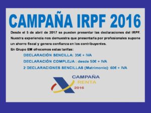 INICIO DE LA CAMPAÑA IRPF 2016